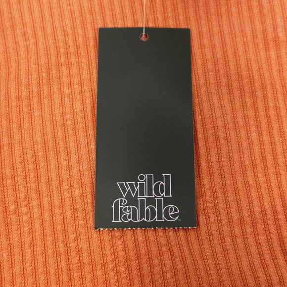 Wild Fable Women's Size Med Long Sleeve Slim Fit Baby Ribbed Tee Shirt Peach New - Picture 3 of 13